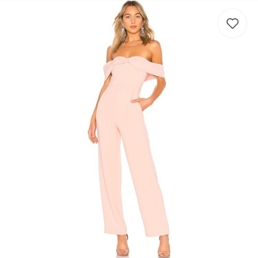 Lovers + Friends Danica Pink Off Shoulder Jumpsuit Formal Feminine Size S NWT